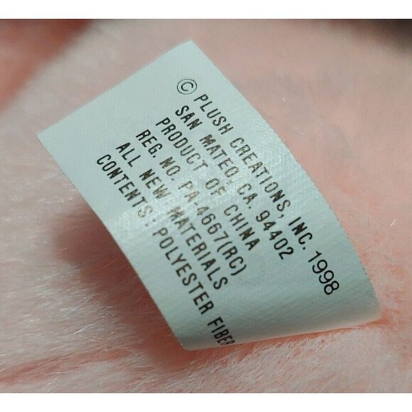 Plush Creations Pink Bunny Rabbit Floral Hat Stuffed Animal 1998 Easter 8" - Picture 8 of 9